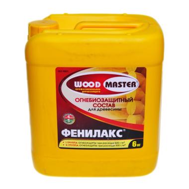 Пропитка по дереву WOODMASTER Фенилакс огнебиозащита I и II ст. 6кг(Рогнеда) НЕМОРОЗОСТ. от -10 С