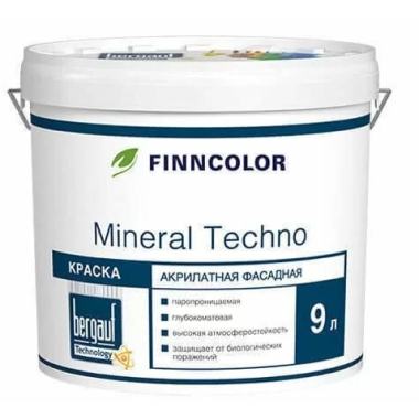 Краска ВД акриловая для фасадных работ Bergauf Mineral Techno  база А ЛЕТО-ЗИМА, 9л (13,1кг)"Товар н