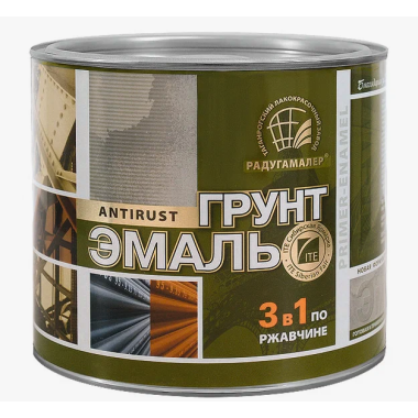 Эмаль-грунт по ржавчине 3в1 графит 0,9кг РАДУГА