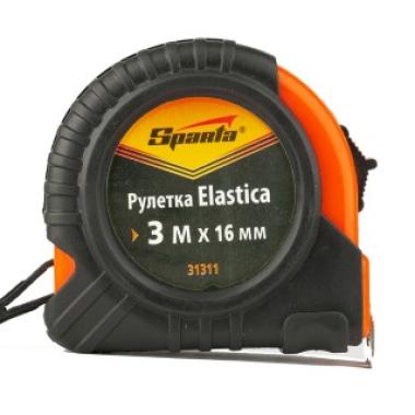 Рулетка 3 м х 16 мм Elastica обрезиненный корпус Sparta 
