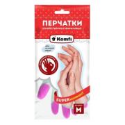Перчатки хозяйственные виниловые (пвх)  Komfi . микс из трех цветов в одной коробке размер L