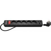 Сетевой фильтр Спутник SP-618 6гн 1,8м, 2200Вт с/з 10А ПВС  3*0,75 черный