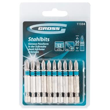 Бита магнитная РН1 х 50, сталь S2, 10 шт/уп (ПОШТУЧНО), Gross