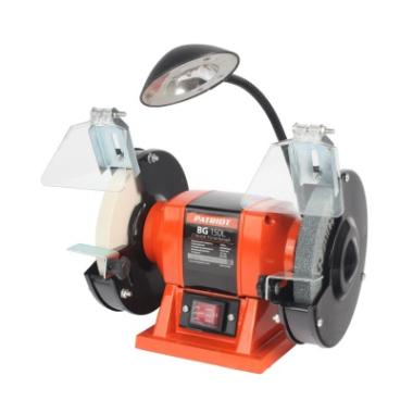 Станок точильный PATRIOT BG 150L, индукционный электродвигатель, надежные японские подшипники NSK, переходник на посадочное место 32 мм. Мощность 150 Вт