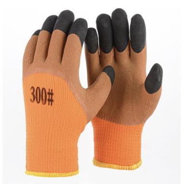 Перчатки утепленные акриловые с глубоким вспененным покрытием пальцы В04 коричневые