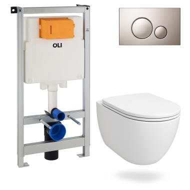 Унитаз комплект подвесной Galaxy RML SML + инсталяция OLI (кругля глянцевая хром. кнопка)