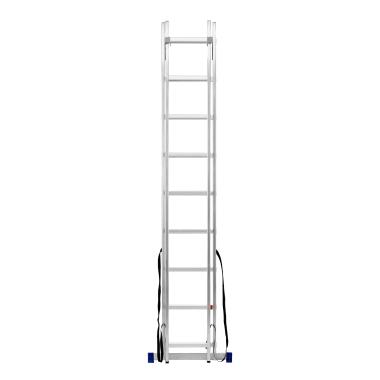 Лестница, 2х 9 ступеней двухсекционная алюминиевая 2,54м (max h=4,26м), до 150кг, Сибртех