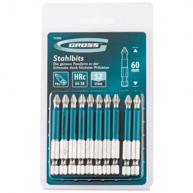 Бита магнитная PH2 х 60, магнитная, сталь S2, 10 шт/уп (ПОШТУЧНО), Gross