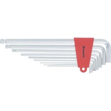 Набор ключей имбусовых HEX, 1,5-10 мм, CrV, 9 шт, экстра-длинные, c шаром, сатин Matrix