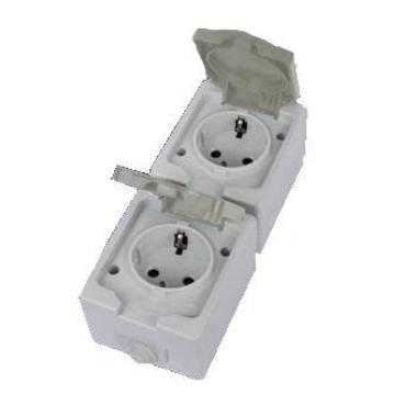 Розетка двойная 2П (вертик.) открытой установки IP54 16А "Вуокса" TDM