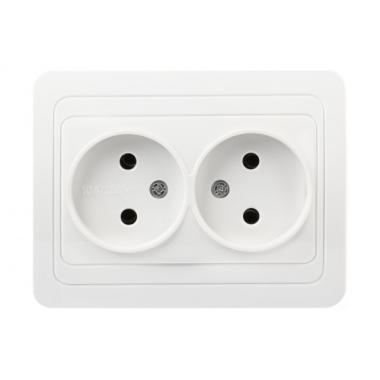 Розетка "Марс"2СП с/з керамика белый Smartbuy
