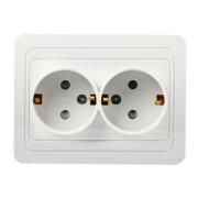 Розетка "Марс"2СП с/з шторки белый Smartbuy