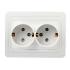 Розетка "Марс"2СП с/з шторки белый Smartbuy