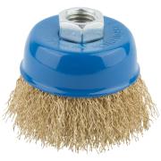 Корщетка, тип "чашка", гайка М14, стальная латунированная волнистая проволока 65 мм MOS