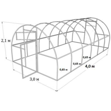 Теплица УСИЛЕННАЯ каркас 8*2*3м труба 25*25*1,5