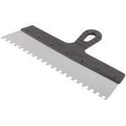 Шпатель фасадный нержавеющий зубчатый 350 мм / зуб 8 мм КУРС