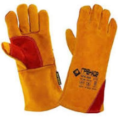 Перчатки сварщика (краги) Премиум желто-красные