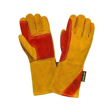 Перчатки сварщика (краги) Премиум усиленные желто-красные