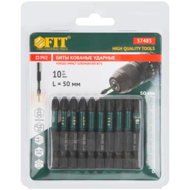Биты торсионные кованые, сталь s2, односторонние 50 мм PH2, ФИТ Профи (10 шт/уп), ПОШТУЧНО