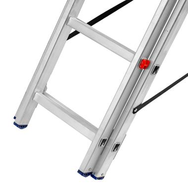 Лестница, 3х 6 ступеней трехсекционная алюминиевая 1,69м (h=2,67м; max h=3,3м), до 150кг, Сибртех