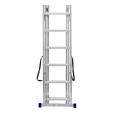 Лестница, 3х 6 ступеней трехсекционная алюминиевая 1,69м (h=2,67м; max h=3,3м), до 150кг, Сибртех