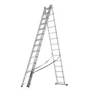 Лестница, 3х14 ступеней трехсекционная алюминиевая 3.96м (h=7,12 м, мах h=10.26м), до 150кг, Сибртех