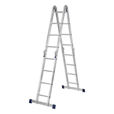 Лестница шарнирная алюминиевая, 4 х 4 ступени (h=1,20м; max h=4,64м) до 120 кг Россия, Сибртех