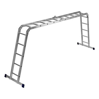 Лестница шарнирная алюминиевая, 4 х 5 ступеней,(h=1.52м max h=5.76м) до 120 кг Россия, Сибртех