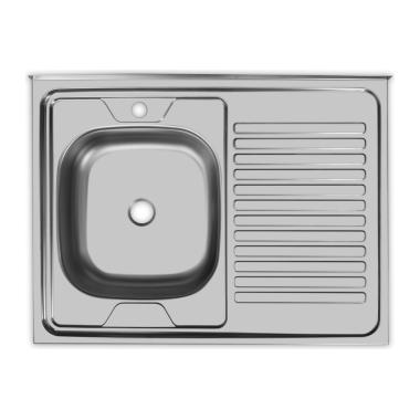 Мойка нерж.сталь накладная 0,4 мм 800*600 L гл.12 см. без сифона ECO