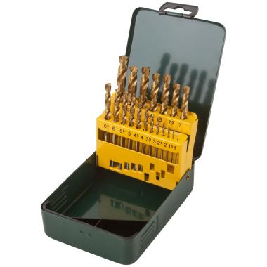 Набор сверл hss по металлу, титановое покрытие, 19 шт. (1-10 мм), металлический бокс, FIT