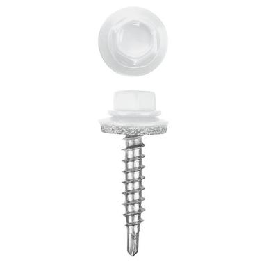 Саморез кровельный D 4.8 мм. 35 мм. Сигнально белый (RAL 9003) ( 50шт/упак)