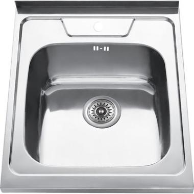 Мойка накладная 0,6мм 500*600мм. гл.16см.вып.31/2 матовая, с сифоном 0,6/160 Gota Rocio