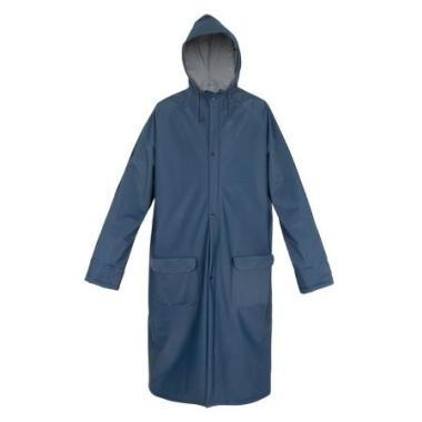 Дождевик Komfi "Extreme" с капюшоном, сверхпрочный, двухслойный, на молнии, цвет синий+серебро 72х120см (ПВХ, резинки на рукавах)