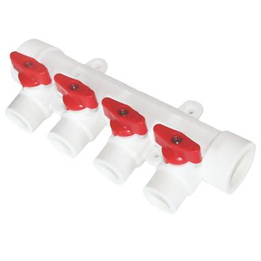 Коллектор ПП, D32*20, 4 вых. с кранами