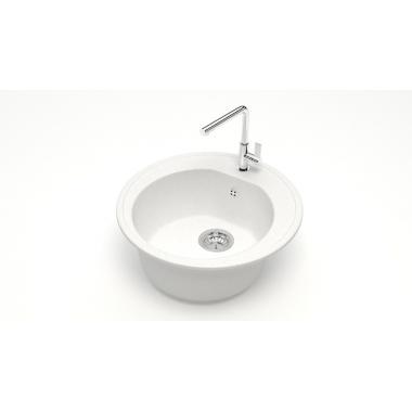 Мойка каменная 4/G31 (бел.) матовая 435х435х200 с сифоном, герметиком Gota Rocio