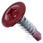 Саморез с прессшайбой, сверло, D 4,2 мм 19 мм красное вино (RAL 3005)