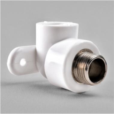 Угольник комбинированный с креплением НР, D20-1/2", (60шт/упак.)