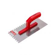 Гладилка стальная, 280 x 130 мм, зеркальная полировка, пластмассовая ручка, зуб 10 x 10 мм Matri