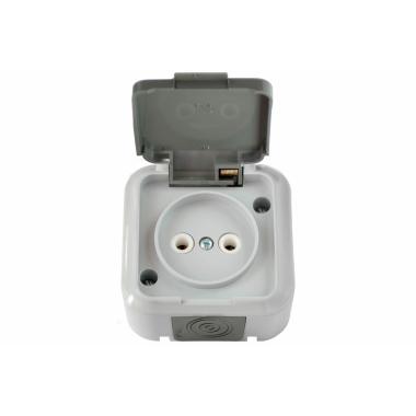 Розетка "Пралеска"1ОП б/з серый IP54