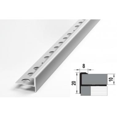 Порог угловой ПУ 13.2700.01л Серебро люкс (профиль для отделки внешних углов ступеней)