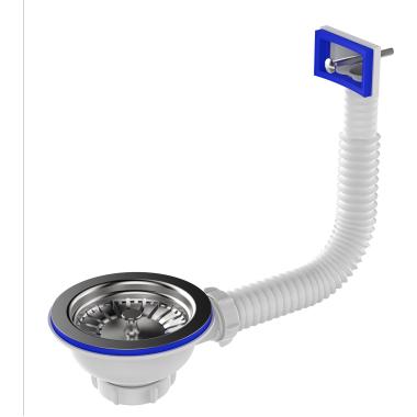 Перелив д/мойки гибкий, прямоуг. вертикальный, 1/2", NV305Бел-40MR, Aquant