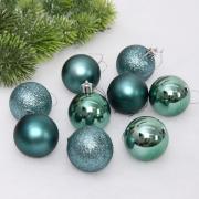 Шар 5 см (набор 24 шт) "Микс Фактур, темный нефрит 652-361