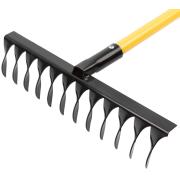 Грабли, витой зуб, 12 зубьев, с желтым метализированным черенком