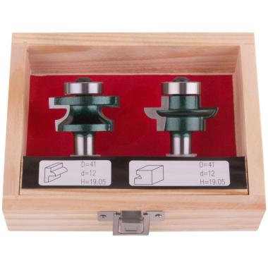 Фрезы по дереву комбинированные универсальные, набор 2 шт., деревянный бокс, dxh=41х19,5 мм