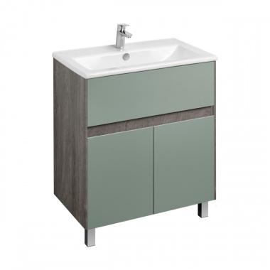 Комплект тумба Форест 75 Дуб Рош/Сум гол + умывальник Элина 75), Акватон