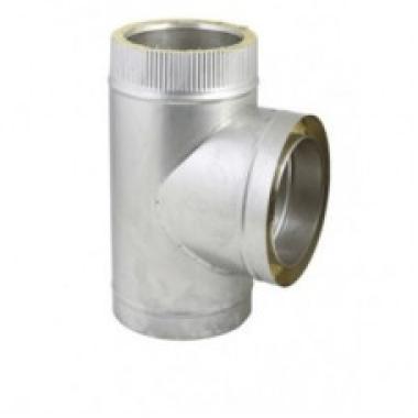 Дымоходы Сэндвич-тройник, нержав./оцинк, D 150/220, 90*, с конденсатоотводчиком (Б/У