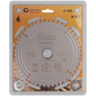 Диск пильный по дереву с тефлоновым покрытием 48Т, cutop profi plus, 185 х 1,3/2,0 х 30/25,4/20/16мм