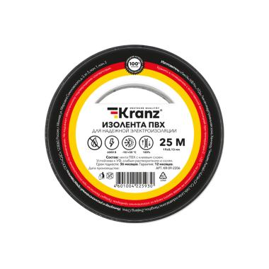 Изолента ПВХ ПРОФ 19мм*25м Черный Kranz