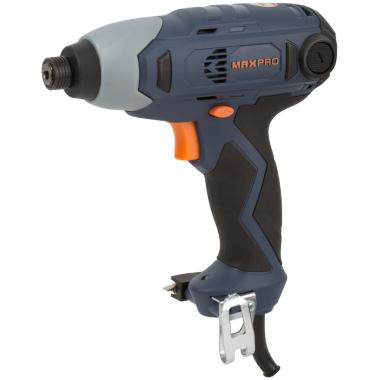 Шуруповерт ударный электрический 240 Вт; 0-3600об/мин; 0-4200 уд/мин; патрон 6,35мм под биту; 100Нм; регулировка оборотов; реверс; Max-pro