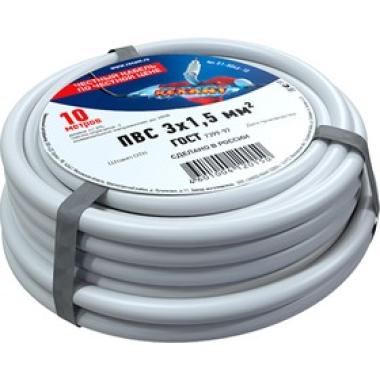 Провод ПВС 3х1,5 ТУ Белый (продажа кратно 5м)